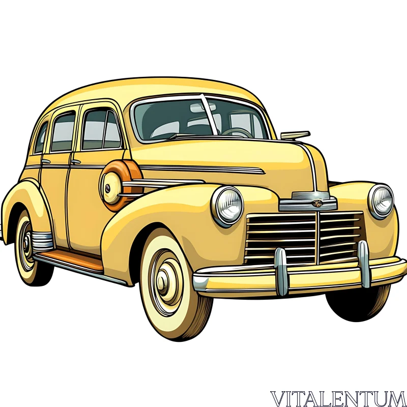 AI ART Retro Yellow Automobile Artwork