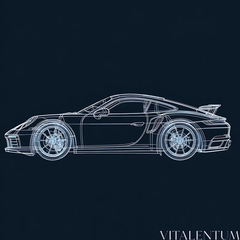 Detailed Sports Car Technical Sketch AI Image