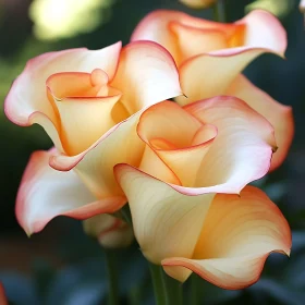 Soft Peach Calla Lilies in Bloom