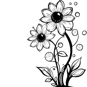 Minimalist Floral Illustration in Black and White