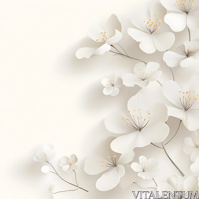 Minimalistic Floral Paper Art AI Image