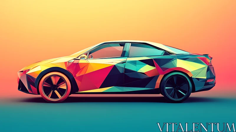 Modern Artistic Car with Geometric Shapes AI Image