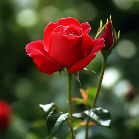 Elegance of a Red Rose in Nature