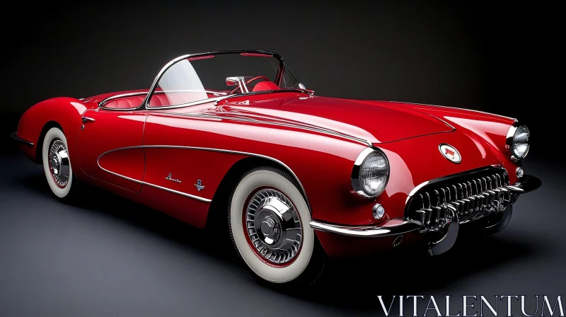 Classic Red Convertible with Whitewall Tires AI Image