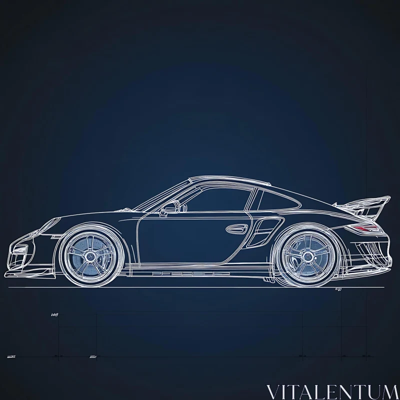 Automotive Design Blueprint of Sports Car AI Image