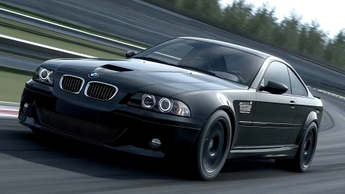 Black BMW Car on Speedy Race Track