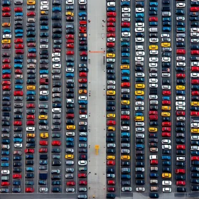 Top-Down View of Organized Car Park