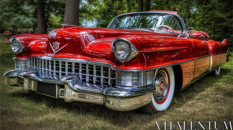 Timeless Red Automobile with Chrome Details AI Image