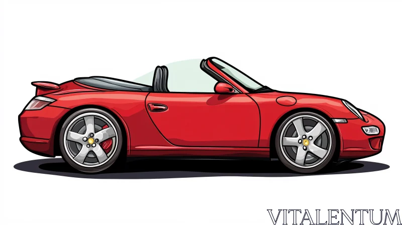 Sporty Red Convertible Car Drawing AI Image