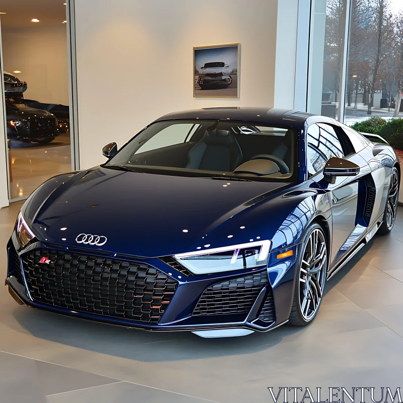 Luxury Blue Audi R8 on Display AI Image