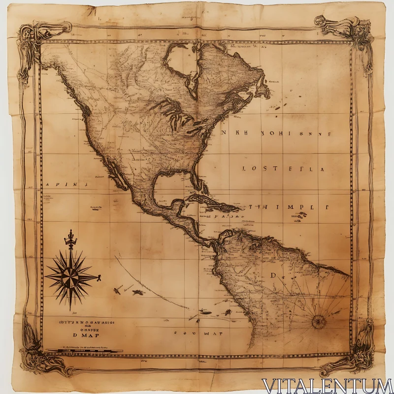 Historical Map of Americas AI Image