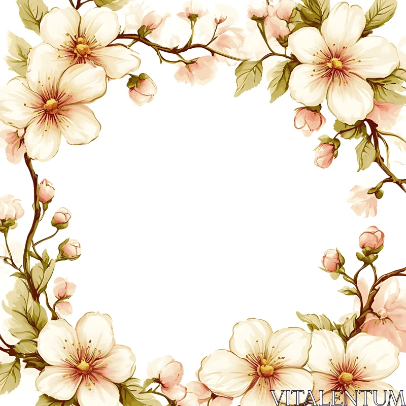 Serene Floral Frame AI Image