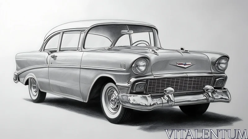 Classic Retro Car Drawing AI Image