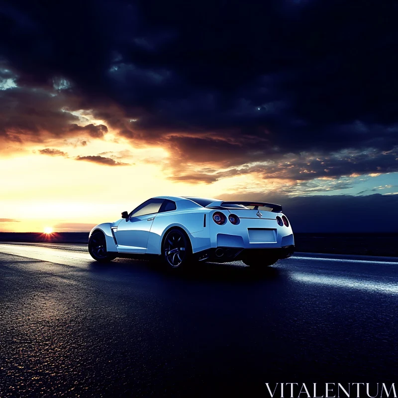 Luxurious Sports Car at Sunset AI Image