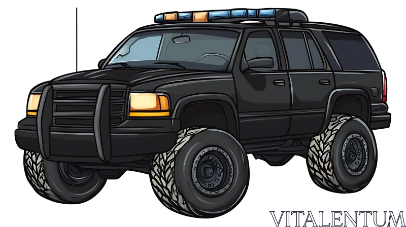 Off-Road Police SUV Cartoon Illustration AI Image