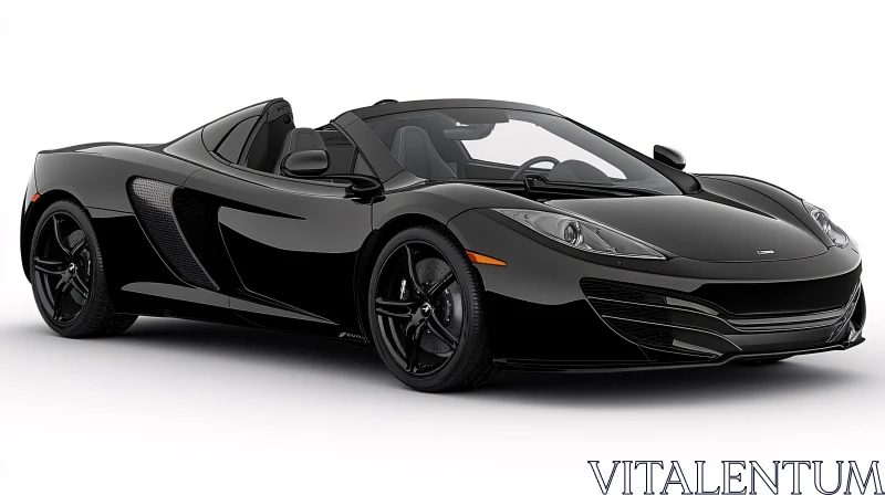 Luxurious Black Convertible Supercar AI Image