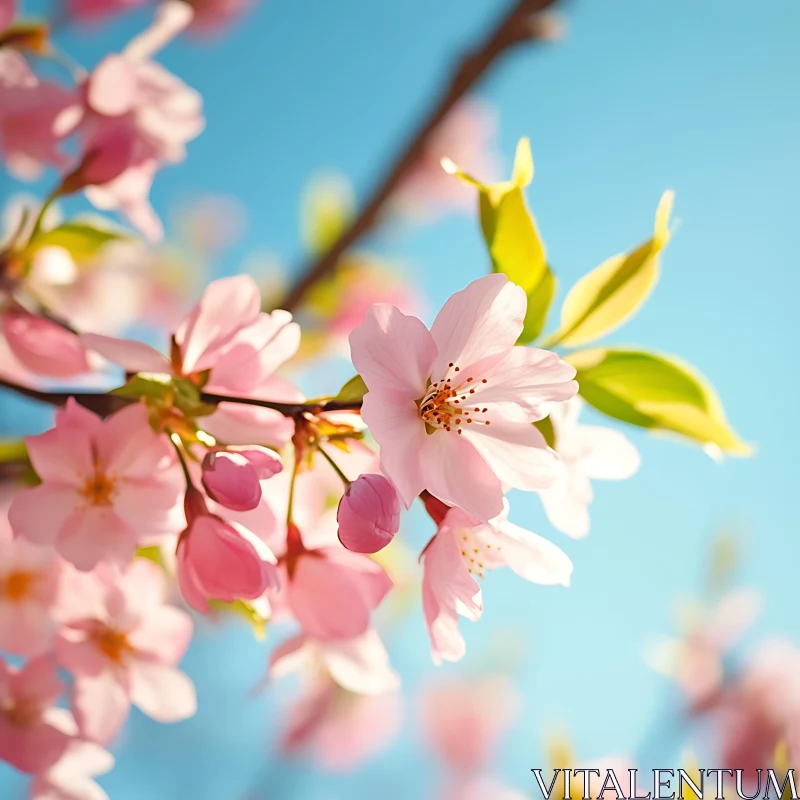 Ethereal Cherry Blossoms Under the Sun AI Image