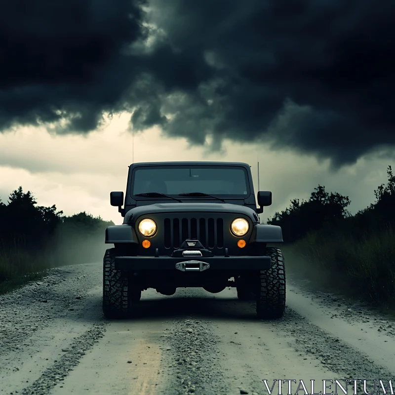 Off-Road SUV in Stormy Weather AI Image