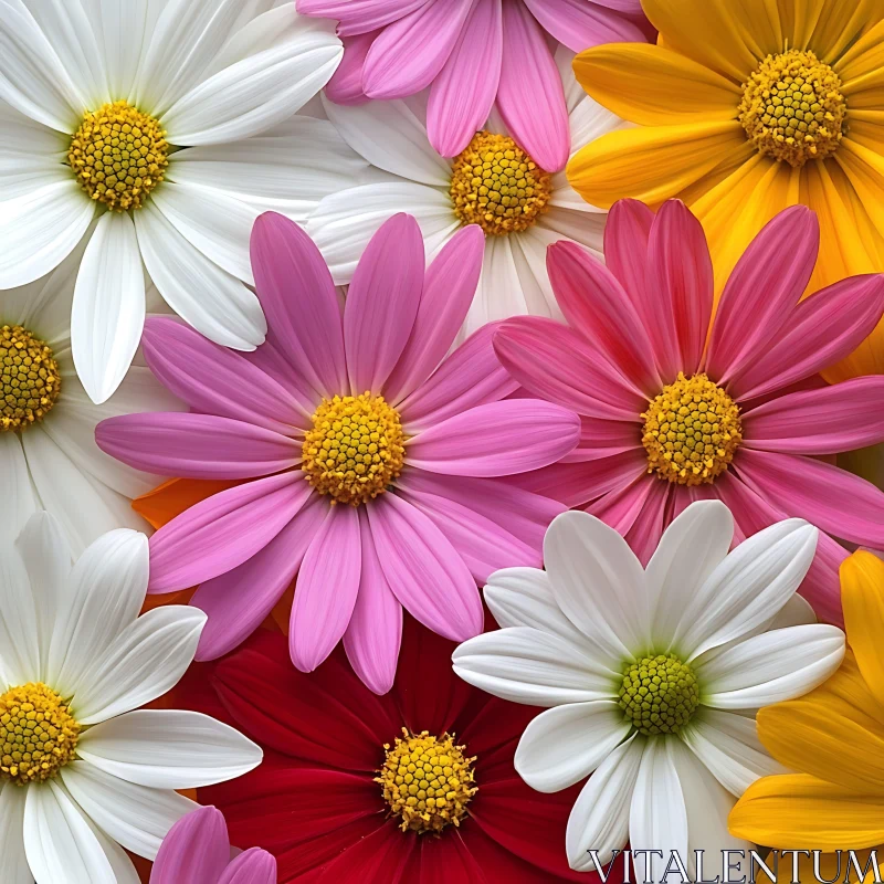 AI ART Vibrant Daisy Petals and Yellow Centers