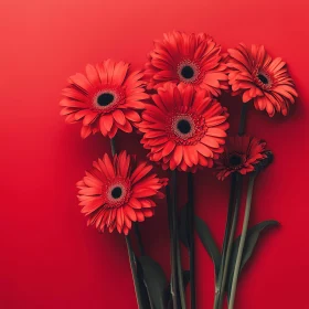 Striking Gerbera Bouquet on Red