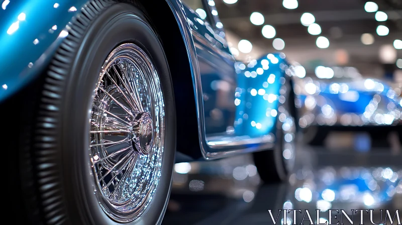 Shiny Chrome Spokes on Classic Car Wheel AI Image