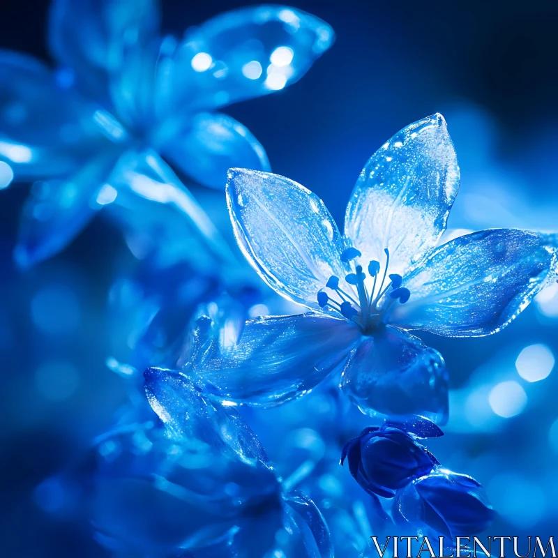 Glistening Blue Flower Petals AI Image