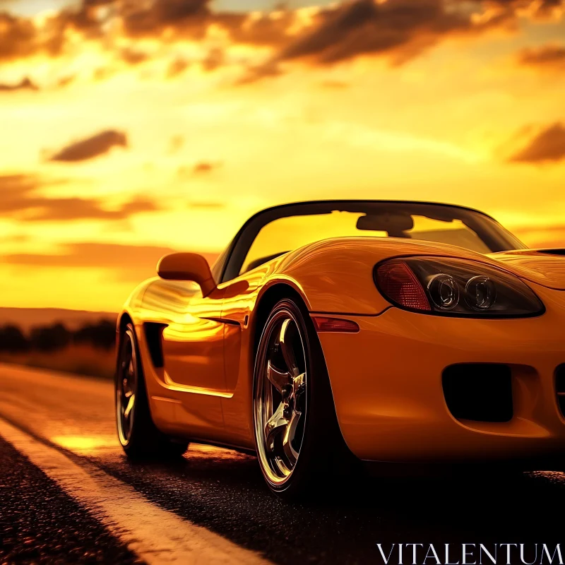 Elegant Convertible Car at Sunset AI Image