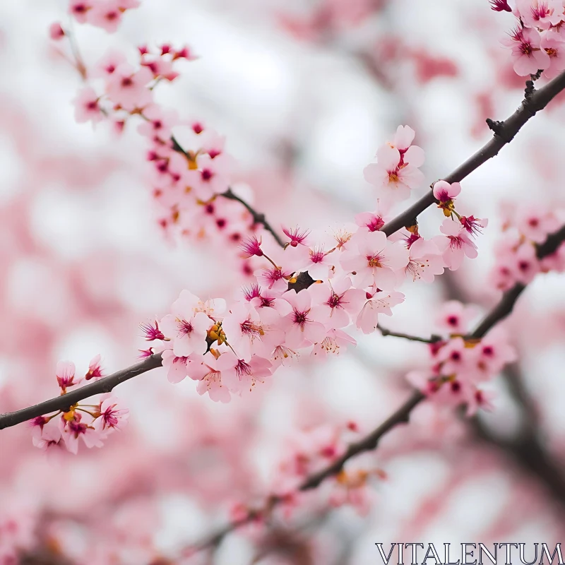 AI ART Spring Cherry Blossom Close-Up