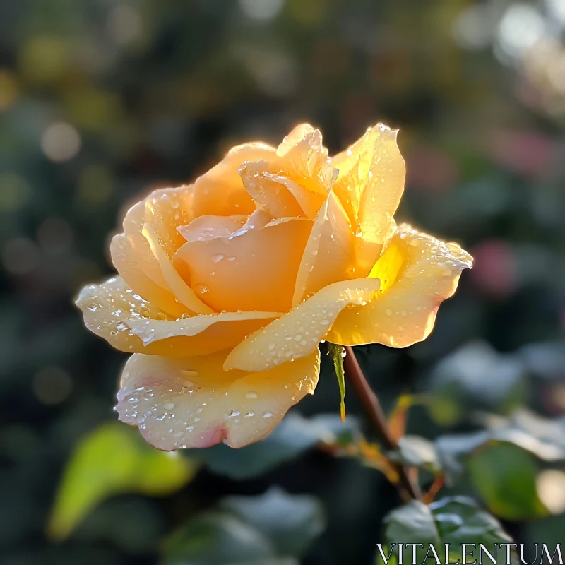 Morning Dew on Vibrant Yellow Rose