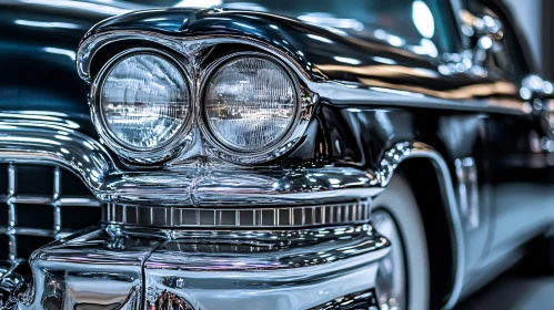 Vintage Car Front Detail with Chrome Highlights