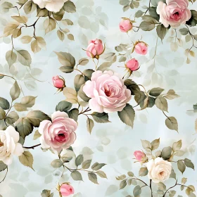 Soft Pink and White Roses Against a Sky-Blue Background