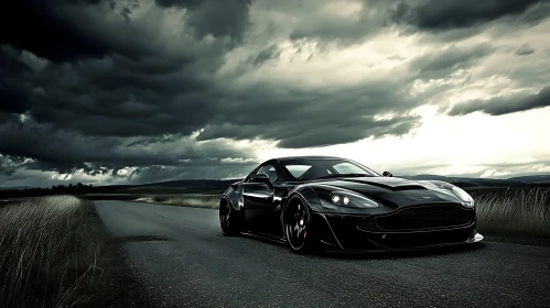 Luxury Black Car in Atmospheric Setting