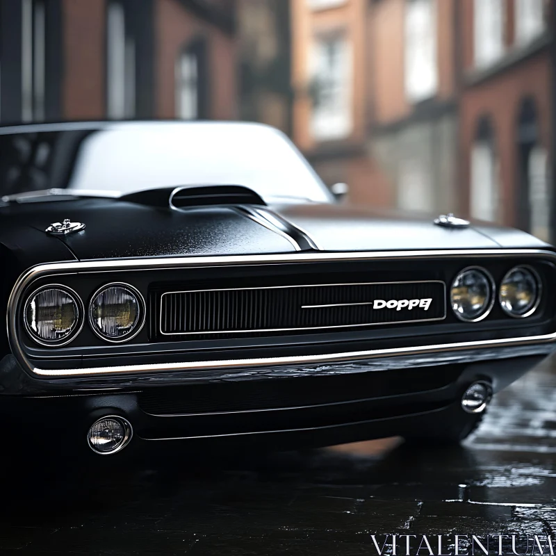 Classic Muscle Car with Chrome Trim