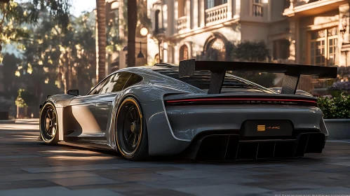 Sleek Grey Sports Car in Elegant Setting