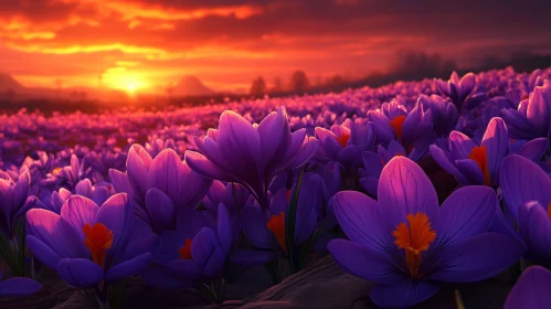 Vibrant Purple Flowers During Sunset