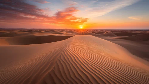 Sunset Over Majestic Desert Sand Dunes