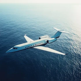 Luxury Jet Soaring Over Azure Sea