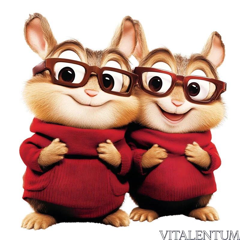 AI ART Cute Cartoon Bunnies in Red Sweaters