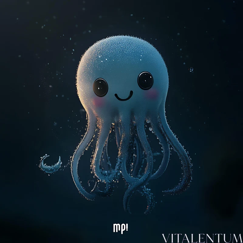 AI ART Charming Smiling Jellyfish in the Ocean