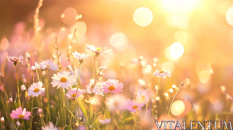 AI ART Sunlit Daisy Field Blossoming in Warmth
