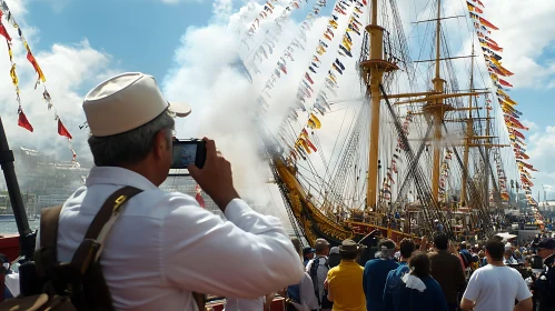 Sailing Ship and Maritime Celebration Captured by Spectator