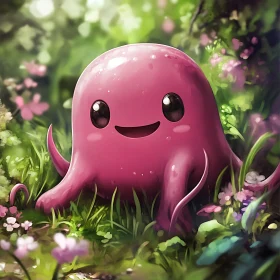 Charming Cartoon Character in Enchanted Nature