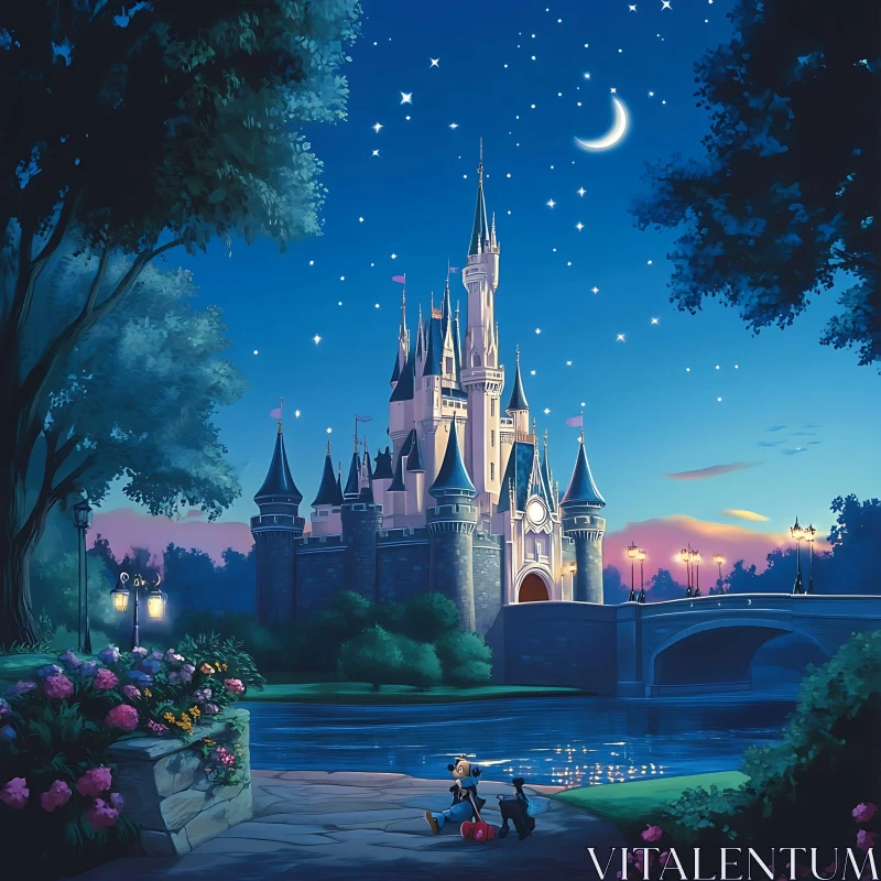 Majestic Nighttime Fairytale Castle