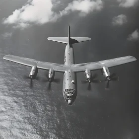 Military Bomber Flying Above Ocean