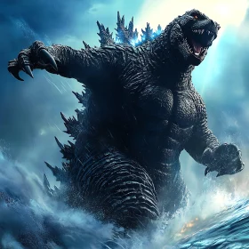 Formidable Ocean Creature in Stormy Setting