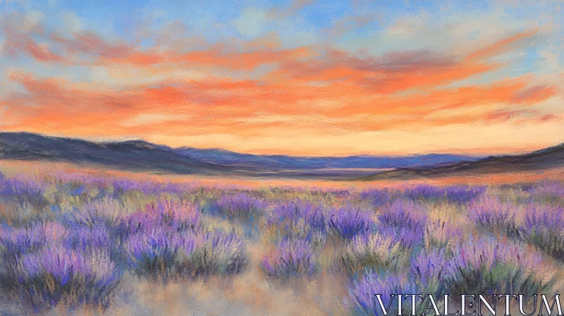 AI ART Lavender Landscape at Dusk