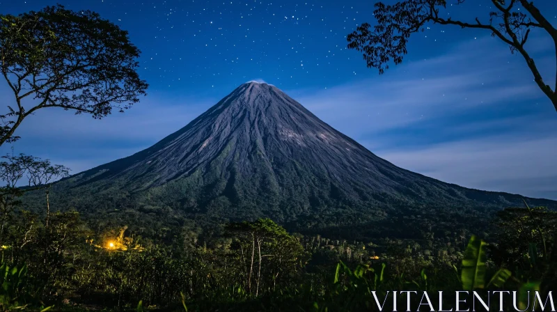 Stunning Nighttime Mountain Landscape AI Image