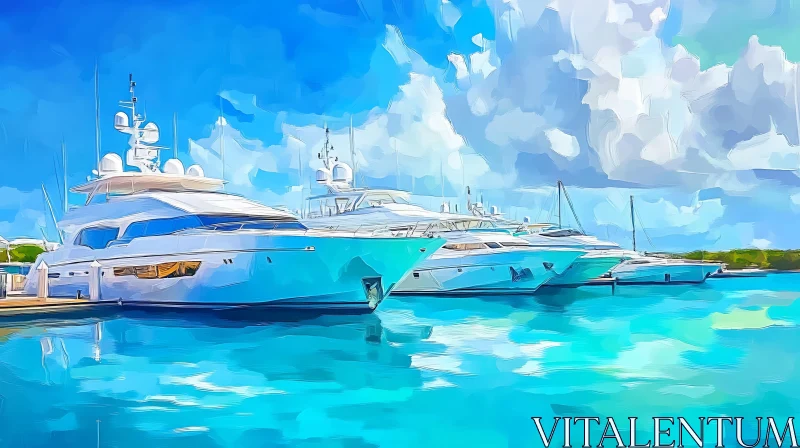 Marina with Elegant Yachts AI Image