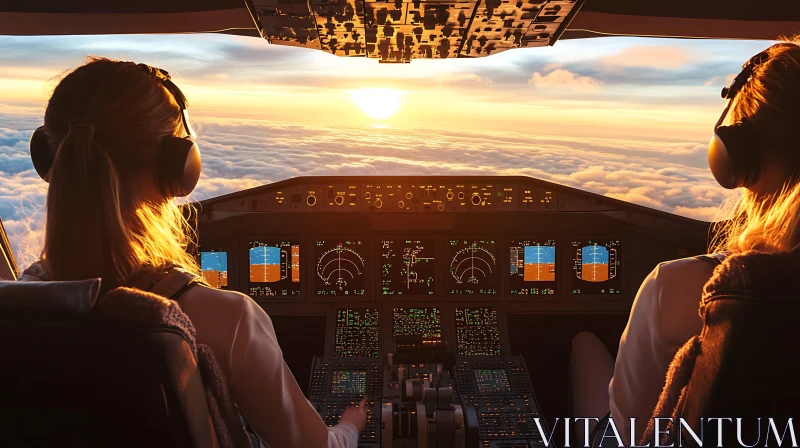 Aviation Cockpit at Sunset AI Image