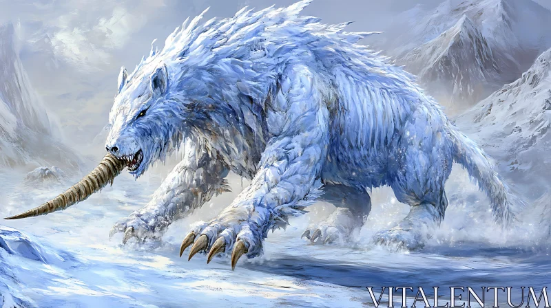 AI ART Ferocious Snow Beast in Icy Terrain